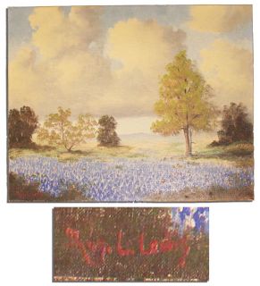 Thomas L Lewis 20x16 Texas Bluebonnets Oil Paintin