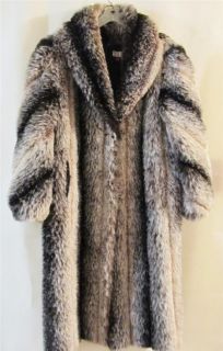 LEW MAGRAM COLLECTION Dark Brown Faux Raccoon Full Length Fur Coat 18
