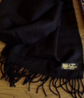 Scottish Cashmere Scarf BLACK MIDNIGHT SOLID 2 PLY FREE EARRINGS