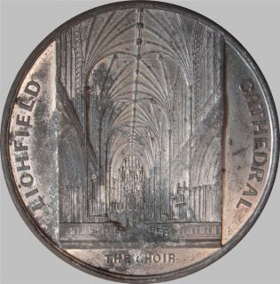 Lichfield Cathedral Medal 1840s by J Davis High Grade