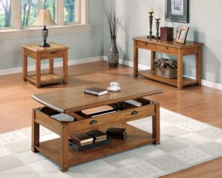 Oak Lift Top Coffee Table Set