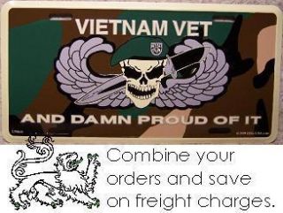 Aluminum Military License Plate Vietnam Veteran Proud
