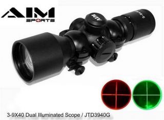  Tactical Rifle Scope 3 9x40 Red Green Illuminated Reticle JTD3940G