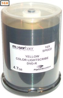 100 Pak Yellow Color Lightscribe MBI 16x DVD RS