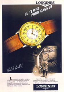 Longines Angle Hour Chronograph Watch Lindbergh 1989 Print Ad