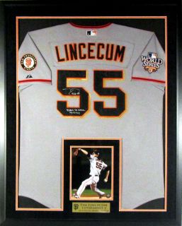 Tim Lincecum SF Giants Jersey Road Gray w/World Series Patch, Photo