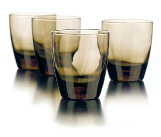 Libbey Glass 4 Mocha Brown Rocks Bar Drinking Glasses