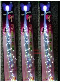  OPTIC CLIP ON COLORED HAIR LIGHT LIGHTS UP BARRETTE EXTENSIONS White