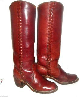 Fabulous Vtg Frye 6 5 Braided Redwood Campus Leather Boots