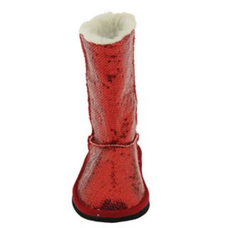 Little Girls Size 13 Red Sueded Sequin Faux Fur Lined Fashion Boots