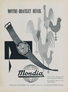 1956 Mondia Watch Company Switzerland Vintage 1956 Swiss Ad Suisse