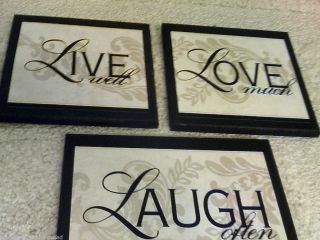 Live Well Love Much Laugh Often Home Wall Decor Plaque Set or Singles