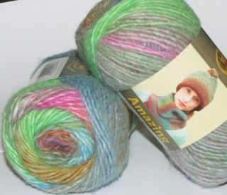 LION Brand Yarn knitting Amazing wool self striping CARNIVAL green