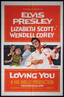 Loving You Elvis Presley Lizabeth Scott 1957 1 Sheet Near Mint