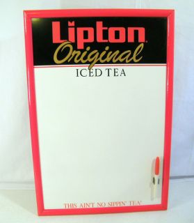 LIPTON ICED TEA DRY ERASE BOARD SIGN RESTAURANT BAR MENU SPECIALS
