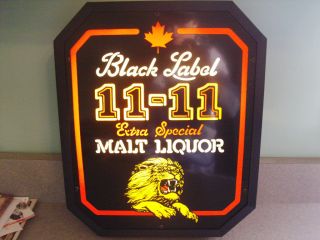 Older Black Label 11 11 Malt Liquor Lighted Beer Sign