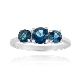 925 Silver 1 2ct London Blue Topaz Three Stone Ring