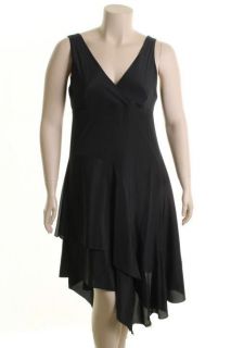 New Silk Tiered Sleeveless V Neck Little Black Dress 14 BHFO