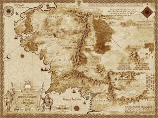 Map of Middle Earth Lord of The Rings 26 Silk Poster