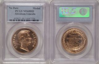 No Date Abraham Lincoln Presidential Medal PCGS MS68RD