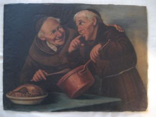 Cooking Monks Oil Painting by Lucius Rossi Circa 1895