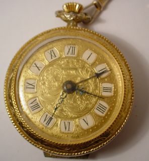 Vintage RARE Swiss Brevet Lucerne Fob Clock Alarm Pocket Watch 18 Size