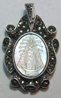 and Marcasite Virgen Virgin Lujan Mother of Pearl Pendant