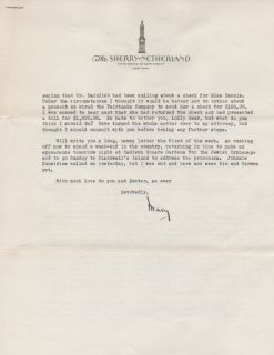 Mary Pickford Original Signed Letter to Louella Parsons