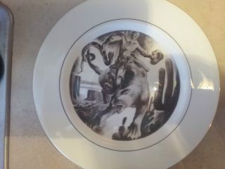 Vintage Pickard china with Lynd Ward print, first edition all four in