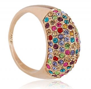 Luxury Rigant 18K RGP Multi Colored Swarovski Element Crystal Rings