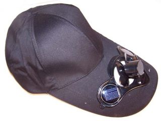Black Solar Powered Fan Baseball Cap Air Cool Ball Hat