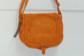 Style Lab Macys Cognac Orange PVC Flap Crossbody Shoulder Bag Purse