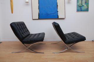 Pair of Vintage Barcelona Chairs Ludwig Mies Van Der Rohe