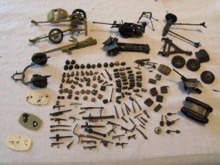 Lot of Vintage Plastic Toy Soldiers Parts Weapons Grenades etc Marx