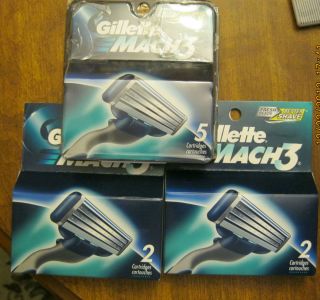 Men Gillette Mach3 Razor Cartridges Total of 9 NIP
