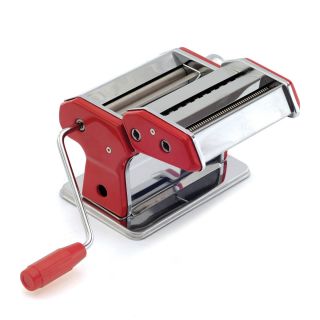 Norpro Deluxe Pasta Maker Machine with Table Clamp Red
