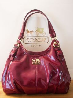 NWT COACH Madison Maggie Orchid Berry Red Patent Leather Carryall Tote