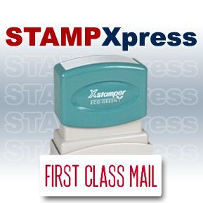 Inked Xstamper First Class Mail Rubber Stamp Red Ink