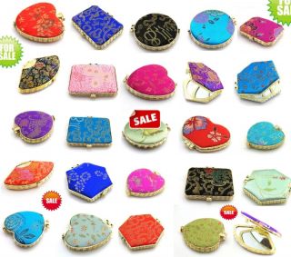 Wholesale 50pcs Chinese Embroidery Silk Makeup Mirrors