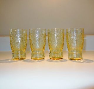 Federal Glass Madrid Amber Depression 3 7/8, 5 oz. Juice Tumblers