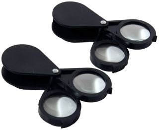 Pair of 20x Pocket Magnifying Glass Magnifiers