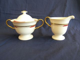 China Sugar Bowl and Creamer Set Made in USA Malmo Pattern B19