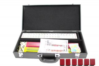166 Red Tile American Mahjong Mahjongg Color Pushers in Black Leather