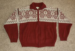 VTG Knitted CHRISTMAS Zip Up Snowflake SWEATER Mens 2XL Ugly Contest