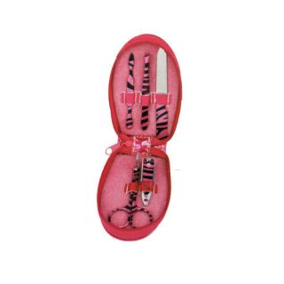Piece Zebra Manicure Set with Stylish Carrying Case Pink