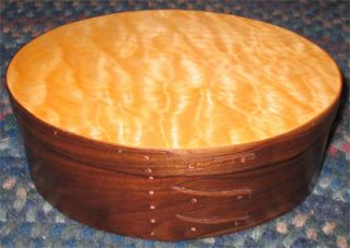 Walnut Quilted Maple Shaker Oval Box Handcrafted