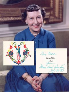 Mamie Eisenhower as First Lady 1953 Birthday Note to Ikes Personal
