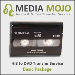 Hi 8 or Video8 Tape to DVD Transfer Service Basic Package