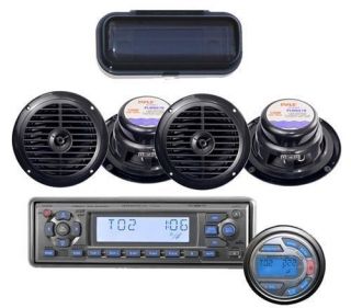 Brandx Marine Waterproof CD MP3 USB Aux Am FM Radio 4 Pyle Speakers