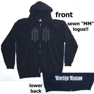 Marilyn Manson Sewn mm Zip Hoody Sweatshirt 2XL New